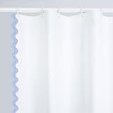 YINFUNG Scalloped Shower Curtain Cotton Blue White Bathroom Curtains Textured Thick Heavy Duty Cloth Hotel Rustic Girly Neutral 72x84