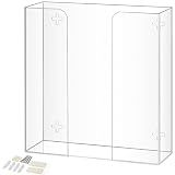 Storage Standard Double Glove Box Holder Dispenser - Kitchen, Medical, & Latex Gloves Holder Wall Mount or Countertop, Universal Fit - Thick Acrylic, Easy to Use, Slide, & Load Open Top Design - Clear