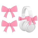 Fiwochic 2 Pack Pink Bow Decor Headphone Accessories Cute 3D Printed Bows Coquettish Headphone Attachment Accessories Christmas Gamer Gift for Her Women Gamers Streamers