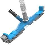 (2026 Upgraded) 20" 2 in 1 Pool Brush Vacuum Head with Swivel Hose Connection & Sturdy Nylon Bristles for Heavy Duty Inground & Above- Ground Pool Cleaning - Connecting 1-1/4" or 1-1/2" Hose (No Pole)