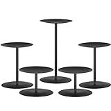 smtyle Holloween Metal Candle Holder Black Iron Pillar Candle Holders for Pillar Flamess Wax Candles Set of 5 Plate for Table Centerpieces Desk Decor