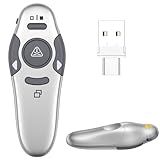 QUI Presentation Clicker Wireless Presenter Remote Clicker for PowerPoint Presentation Remote, PowerPoint Slide Advancer for Mac/Windows/Linux, Google Slide/PPT/Keynote, USB A&C, Silver