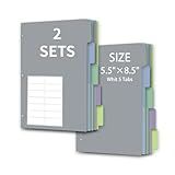 BVSSX Plastic Dividers, 5 Tab Set with 14 Lable, 10 Count (Pack of 2),Half Letter Size(5.5"x8.5"), Morandi Color