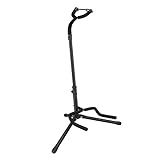 Amazon Basics Height Adjustable Foldable Guitar Stand with Secure Support for Acoustic, Electric, Bass and Banjos, Sturdy, Black