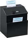 Suggestion Box with combination number Lock Metal Wall Mounted Ballot Box, Steel Donation and Collection Drop Box with wide Slot, 8.5H x 6W x 7.3L Inch comment and office management ideal box