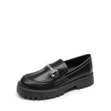 DREAM PAIRS Platform Chunky Loafers for Women,Black-Pu,8