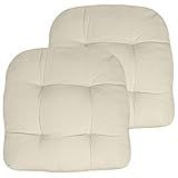 Sweet Home Collection Patio Cushions Outdoor Chair Pads Premium Comfortable Thick Fiber Fill Tufted 19" x 19" x 5" Seat Cover, 2 Pack, Cream
