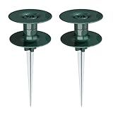 ENNSOO 2PCS Garden Hose Guide Spike, 10 Inch Rust Free Zink Sturdy Metal Stake, Heavy Spin Top, Keeps Garden Hose Out of Flower Beds for Plant Protection
