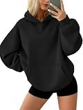 AUTOMET Womens Oversized Fleece Hoodies Pullover Sweatshirts Black M