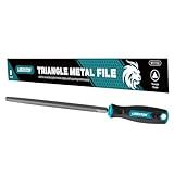 LIBRATON 8-Inch Triangle Metal File, Metal File Tool, High Carbon Steel File with Ergonomic Handle, Hand File for Metal, Metalworking, Wood, Plastic, Triangle File for Refining, Shaping and Scraping