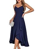 DRESSTELLS Woman's Cocktail Dress, Summer Formal Wedding Guest Church Mother Bride Aline Ruffle Prom Party Midi Dresses Navy Size in M