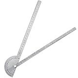Angle Protractor Angle Finder Ruler Two Arm Stainless Steel Protractor Woodworking Ruler Measure Tool with 0-180 Degrees(30 cm/ 11.8 Inch)