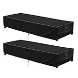 Vercome Patio Chaise Lounge Covers, 2 Pack Waterproof Outdoor Flat Pool Lounge Chair Covers for Winter, Outside Furniture Cover (Black, 78"L x 26"W x 12"H - 2 Pack)