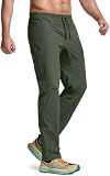 CQR Men's Lightweight Vent Hiking Pants, Water-Resistant & Breathable Sports Outdoor Athletic Pants with Elastic Waist, Ascend Crux Lichen, 36W x 32L