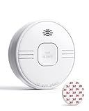 Ecoey Smoke Detector 10 Year Battery Operated with Photoelectric Sensor, Smart Smoke Detector with Silence Function & Low Battery Warning Signal, Smoke Alarm for Home, Kitchen and Bedroom, 1 Pack