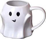 Halloween Mug Novelty Ghost Mug 3D Cute Ceramic Coffee Cup Perfect for Halloween Decor and Christmas Birthday White Elephant Gifts for Coffee Milk Tea Lover (White)