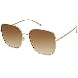 SOJOS Trendy Oversized Square Metal Frame Sunglasses for Women Men SJ1146