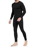 WEERTI Thermal Underwear for Men Long Johns with Fleece Lined Base Layer Men Cold Weather Top Bottom-Black XL