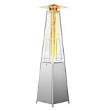 VEVOR Patio Heater for Outdoor Use, 48000BTU Pyramid Propane Heater w/Wheels, Quartz Glass Tube Outdoor Patio Flame Heater for Patio, Party, Backyard, Garden, Decoration, Silver