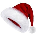 BSVI Christmas Hat, Santa Hats Holiday for Adults Unisex Velvet Comfort Extra Thicken Fur Xmas Hat for New Year Festive Party