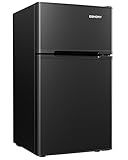 EUHOMY Mini Fridge with Freezer, 3.2 Cu.Ft Mini Refrigerator, Dorm Fridge with 2 Door For Bedroom/Apartment/Office-Food Storage Cooling Drink, Black