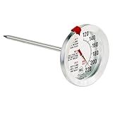 Escali AH1 Stainless Steel Oven Safe Meat Thermometer, Extra Large 2.5-inches Dial, Temperature Labeled for Beef, Poultry, Pork, and Veal Silver NSF Certified