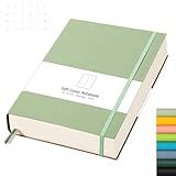 AHGXG Bullet Dotted Journal - 320 Pages Dot Grid Notebook B5 Large Journal, 100gsm Thick Dotted Paper, Leather Softcover, with Journal Stencils, Inner Pocket, 7.6'' X 10'' - LightGreen