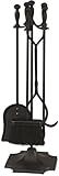 Rocky Mountain Goods 5 Pcs Fireplace Tool Set Black 31” Large - Shovel, Brush, Poker, Tongs, and Stand - Heavy Duty Wrought Iron - Decorative Finish - Ergonomic Ball handles
