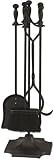Rocky Mountain Goods 5 Pcs Fireplace Tool Set Black 31” Large - Shovel, Brush, Poker, Tongs, and Stand - Heavy Duty Wrought Iron - Decorative Finish - Ergonomic Ball handles
