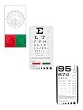 Snellen & Rosenbaum Pocket Eye Chart 3-Pack Set with Standard Logarithmic Chart 6ft Distance Vision Tester, 36cm Near Vision Card, Astigmatism & Color Test Portable Eye Screening Kit