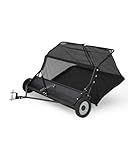 GarveeTech 48" Lawn Sweeper Tow Behind, Heavy Duty Yard Sweeper Pull Behind with 25 Cu.Ft Large Hopper & Adjustable Sweeping Height, Universal Leaf Grass Collector for Tractor ATV UTV, Black