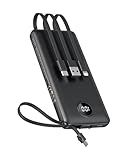 VEEKTOMX Portable Charger Built-in Cables,10000mAh Power Bank for iPhone,Fast Charge USB C Battery Pack Travel Essentials Powerbank Compatible with iPhone 17/16/15/14, Samsung S25/24, Android, etc