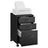 VASAGLE Mobile File Cabinet, 3 Drawers Filing Cabinet with Wheels