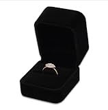 Niche-Finds Black Velvet Ring Box – Luxury Soft Velvet Jewelry Gift Box for Engagement, Wedding, Proposal & Storage (2.5″ Square)