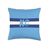 KC Kansas City Retro Horizontal Stripes Powder & Royal Blue Throw Pillow