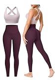 Workout Sets for Women 2 Piece Outfits Cute Gym Athletic Pilates Clothes Conjunto Deportivo Para Mujer Seamless High Waist Yoga Leggings and Padded Sports Bras Two Piece Matching Set (P080 LPur/Pur M)