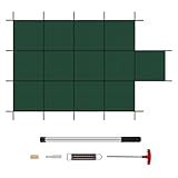 CIDNN Pool Safety Cover Fits Rectangle Swimming Pool with Step, Mesh High Strength Solid inground Pool Cover,Winter Pool Covers for Inground Pools (Green, Fits 18x36ft+4x8ft Pools with Center Step)