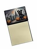 Caroline's Treasures Affenpinscher Spooky Halloween Sticky Note Holder Refillable Dispenser Self-Sticky Note Pads, Memo Pads Blank Desk Accessories