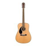 Fender Left-Handed Acoustic Guitar, CD-60S, with 2-Year Warranty, Dreadnought Classic Design with Rounded Walnut Fingerboard and Phosphor Bronze Strings, Glossed Natural Finish, Mahogany Construction