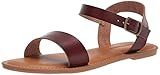 Amazon Essentials Women's Open Toe Buckle Ankle Strap Slingback Sandals, Brown, 8