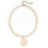 CLASSYZINT White Resin Bead Necklace with Conch Shell Pendant Beach Necklace for Women Adjustable Chain Statement Necklace Ocean Theme Accessory