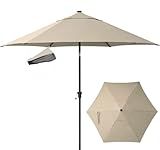 CROWN SHADES 9 Ft Patio Umbrella - Polyester Outdoor Umbrella with 30° Push Button Tilt, Patented Edge Connection Windproof Design for Patio, Pool, Garden & Table, UV Resistent