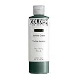 Fluid Acrylics by GOLDEN, Jenkins Green, 8 fl. oz. Bottle, Professional Acrylic Paint, Semi-Transparent