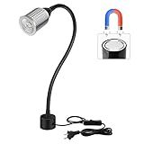 10W Magnetic Machine LED Work Light with Flexible Gooseneck and Magnetic Base, 1000lm, 6500k Magnetic Base Tool Lamp for Work Bench, lathe, Sewing Machine, Grill, Shop, Industrial Lighting