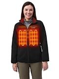 ORORO [Upgraded] Women’s 4-Zone Fleece Heated Jacket with Heated Collar, Heating Fleece Jacket with Battery (Black, M)