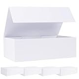LFBOX White Gift Box with Magnetic Lids 13.8x8.3x4.4 in, Large Bridesmaid Groomsman Proposal Boxes 5 Pack, Collapsible Rectangle Storage Box