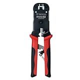 Simply45 Pass-Through RJ45 Crimp Tool for Unshielded and Internal Ground Shielded Pass-Through RJ45 Modular Plugs - Built-In Stripper/Cutter - S45-C100