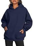 Trendy Queen Womens Oversized Hoodies Fleece Sweatshirts Fall Fashion Pullover Sweaters Winter Clothes Navy M