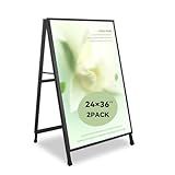 A Frame Sign 24x36 Inches Portable Sandwich Board Sign Outdoor Sign Holder Double Sided Display Easy Poster Change Perfect for Restaurants Malls Supermarkets Trade Shows (Frame only),2PACK