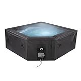 SCS EZLIFE Cabo 4 to 6 Person Eco Foam Hot Tub with Heating Durable PVC Material and Easy Setup, Exterior Graphite Gray and Interior Blue Portable Outdoor Spa Water Capcity190 Gallons